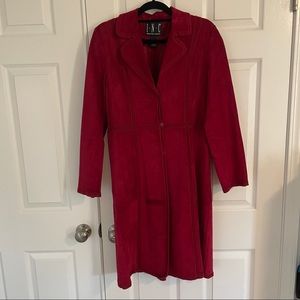 Long Lightweight Red Suede Leather Jacket